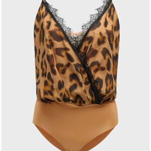 L'Agence Jaxon Leopard Lace-Trim Bodysuit